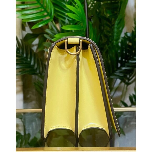 NEW!! Tory Burch Yellow Emerson with Floral Guitar Strap & Matching Wallet - Picture 5 of 16